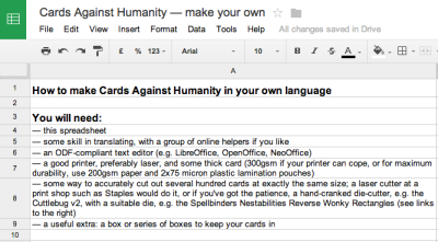 Cards Against Humanity — make your own